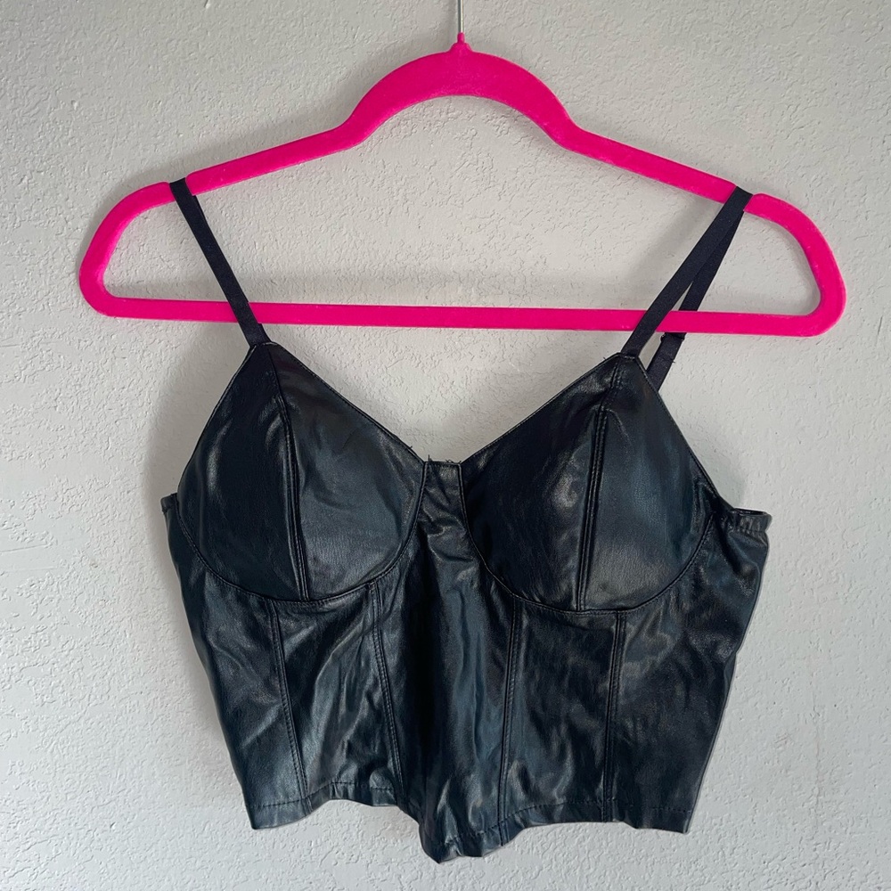 Black pleather Women's Top
